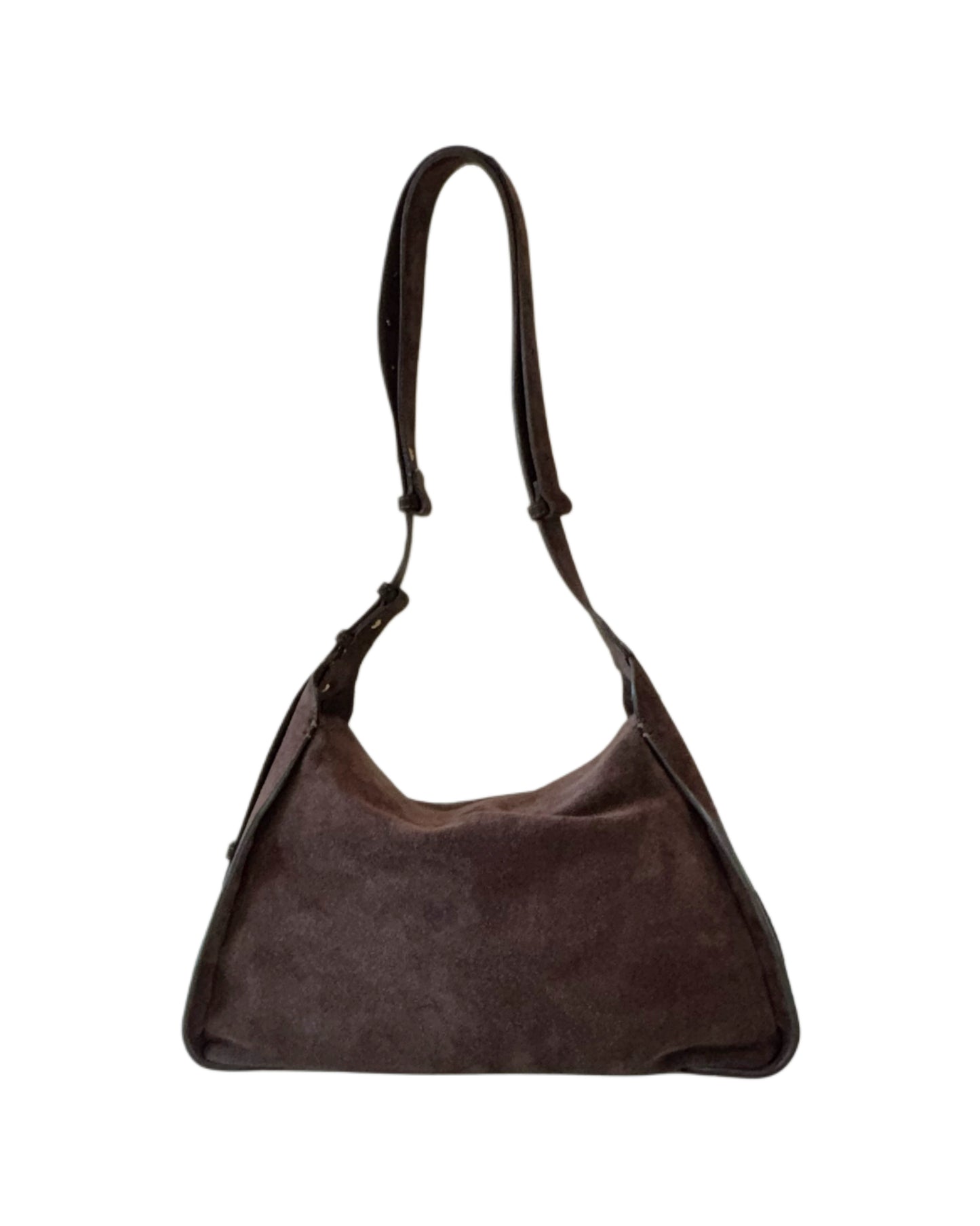 LEA Chocolate Brown Suede Shoulder Bag
