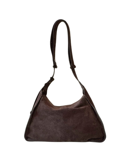 LEA Chocolate Brown Suede Shoulder Bag