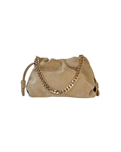 SKAI Beige Suede Clutch