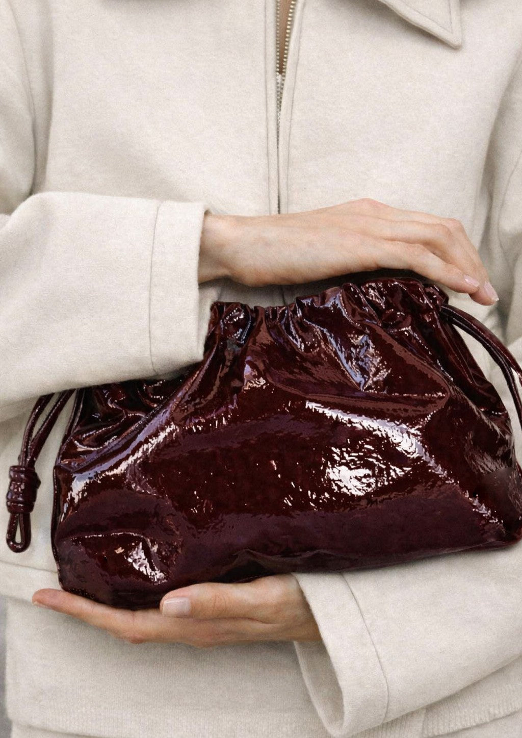 SKAI Burgundy Patent Clutch
