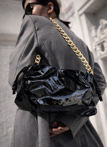 SKAI Black Patent Clutch