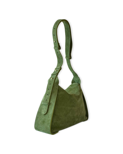 LEA Green Suede Shoulder Bag