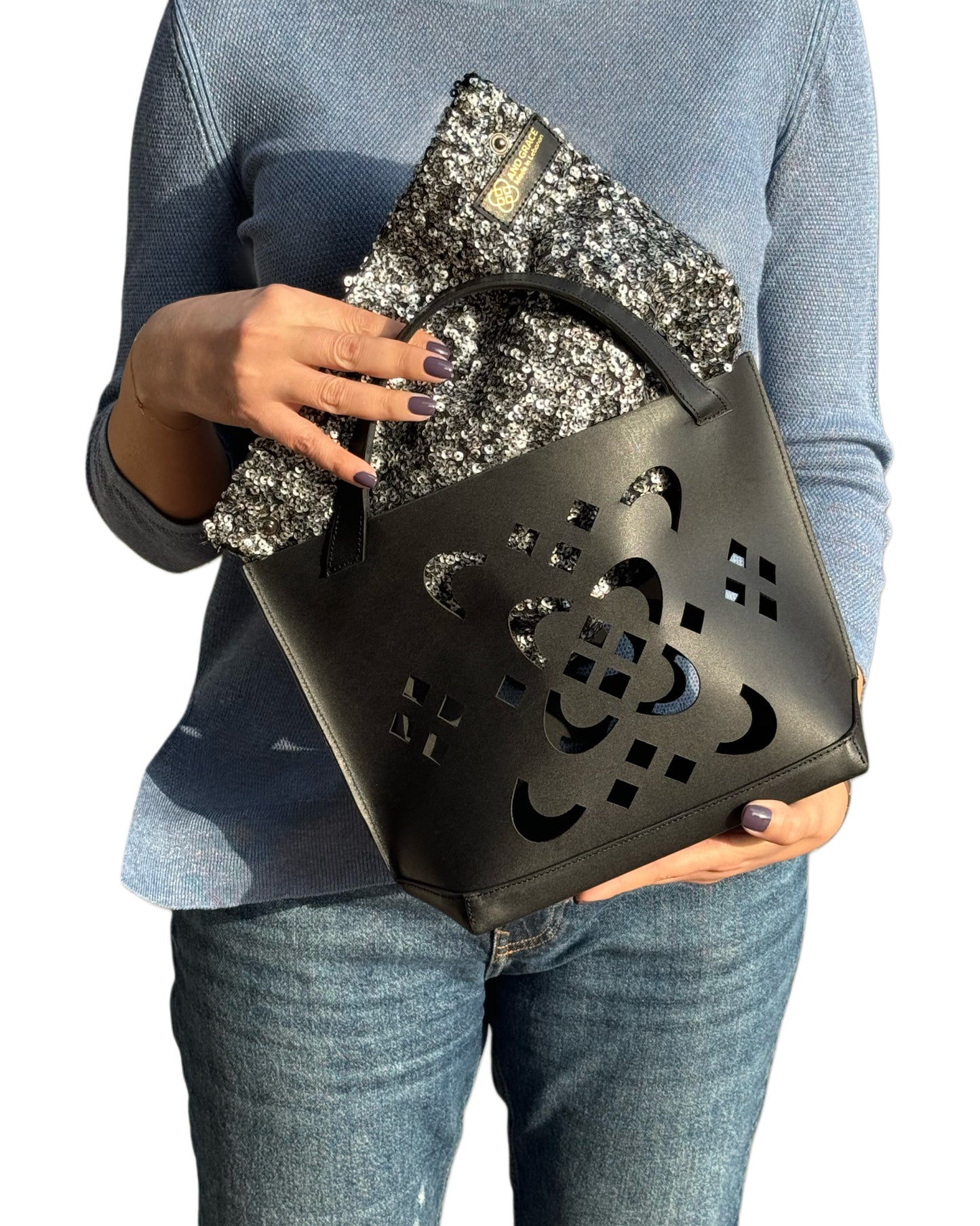 FLORA Black Tote Bag