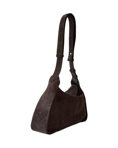 LEA Chocolate Brown Suede Shoulder Bag