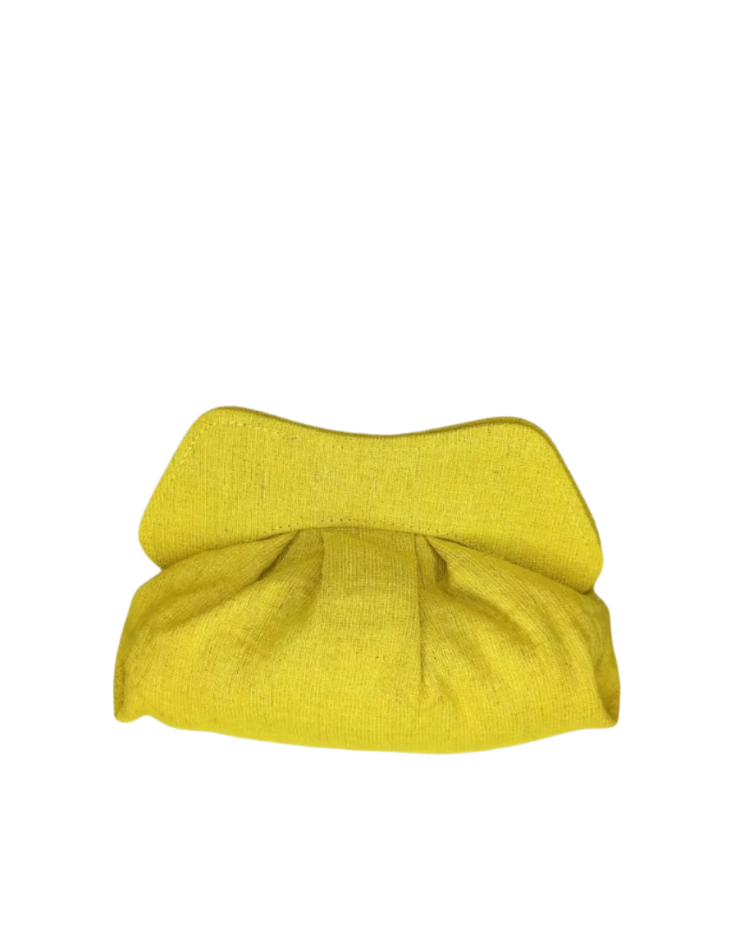 Yellow fabric pouch on a white background