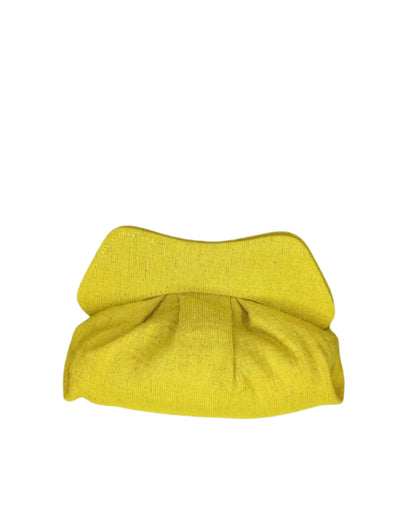 Yellow fabric pouch on a white background